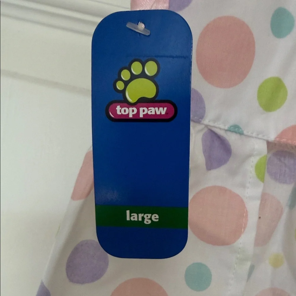 Top Paw Polka Dot Dog Dress - Pink, Purple, Green, White - Large